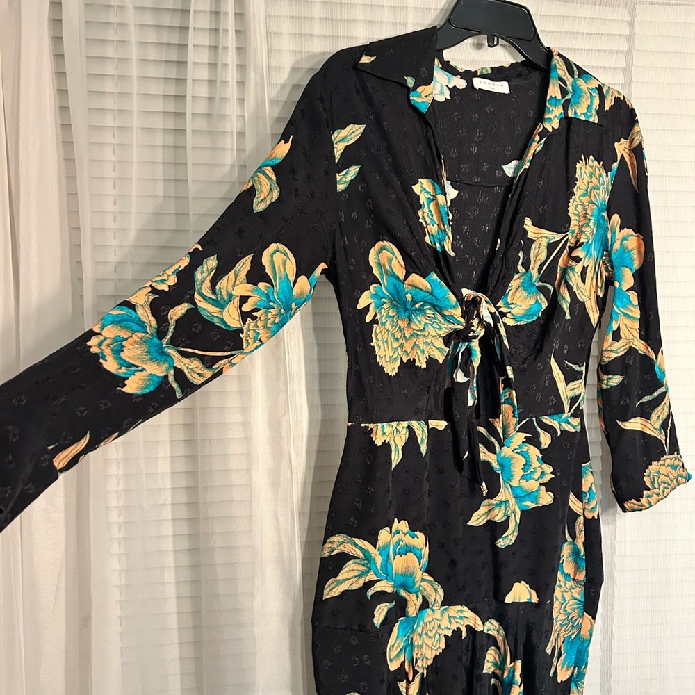 Sandro Paris Floral Tie-Front Dress